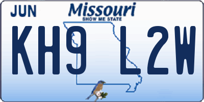 MO license plate KH9L2W