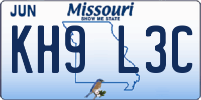 MO license plate KH9L3C