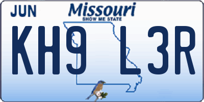 MO license plate KH9L3R