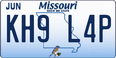 MO license plate KH9L4P