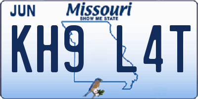MO license plate KH9L4T