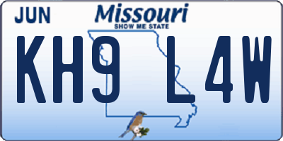 MO license plate KH9L4W