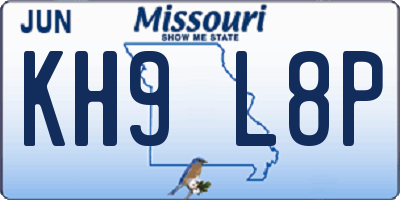 MO license plate KH9L8P