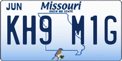 MO license plate KH9M1G
