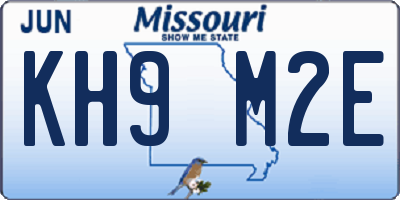 MO license plate KH9M2E