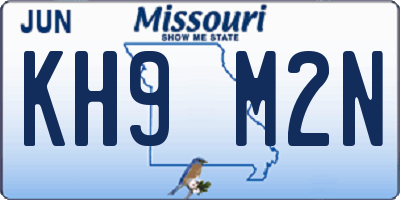 MO license plate KH9M2N