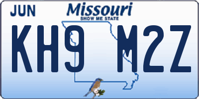 MO license plate KH9M2Z