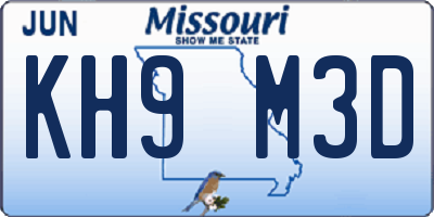 MO license plate KH9M3D