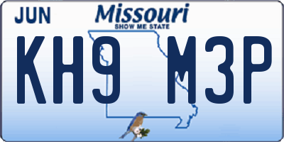 MO license plate KH9M3P