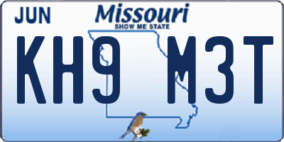 MO license plate KH9M3T