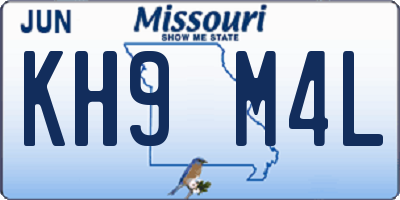 MO license plate KH9M4L