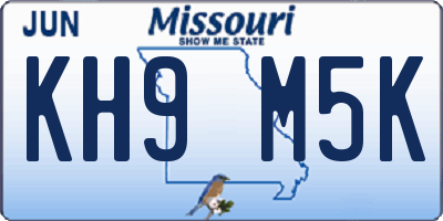 MO license plate KH9M5K