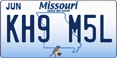 MO license plate KH9M5L