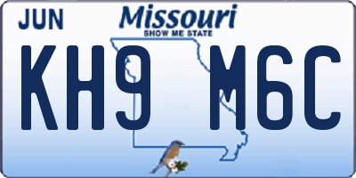 MO license plate KH9M6C