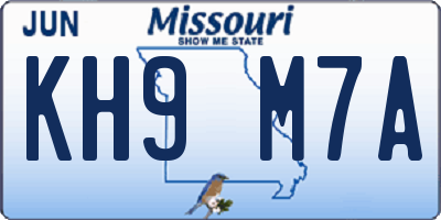MO license plate KH9M7A