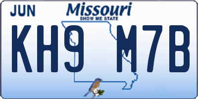 MO license plate KH9M7B