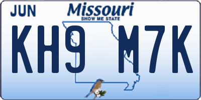 MO license plate KH9M7K