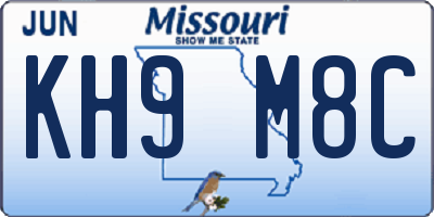 MO license plate KH9M8C