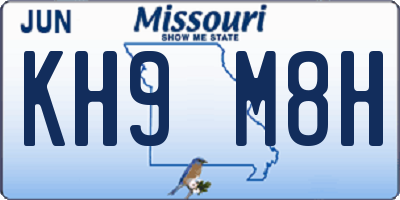 MO license plate KH9M8H