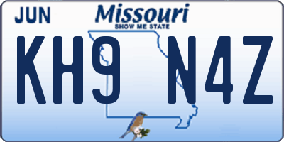 MO license plate KH9N4Z
