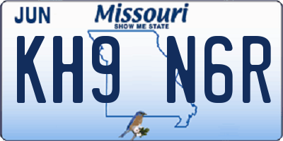 MO license plate KH9N6R