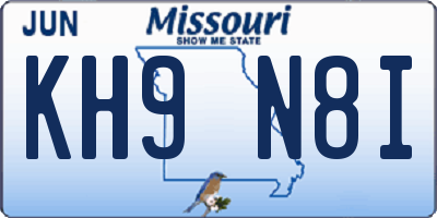 MO license plate KH9N8I