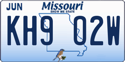 MO license plate KH9O2W