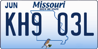 MO license plate KH9O3L