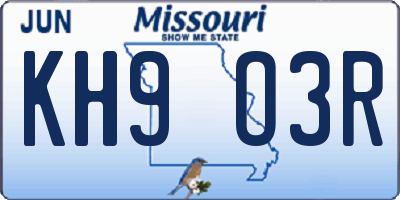 MO license plate KH9O3R