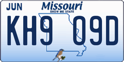 MO license plate KH9O9D