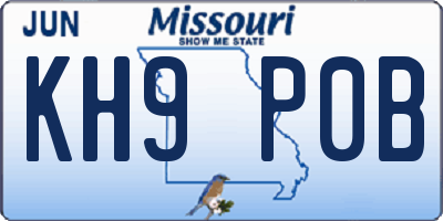 MO license plate KH9P0B
