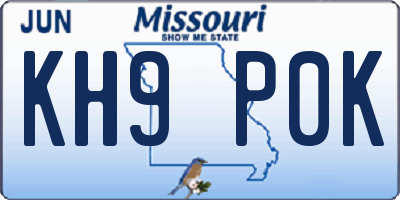 MO license plate KH9P0K