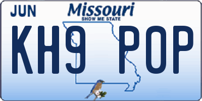 MO license plate KH9P0P