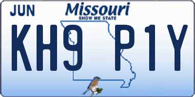 MO license plate KH9P1Y