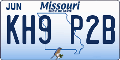 MO license plate KH9P2B
