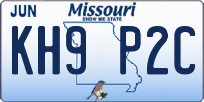 MO license plate KH9P2C