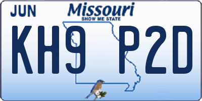 MO license plate KH9P2D