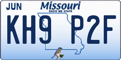 MO license plate KH9P2F