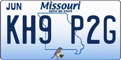MO license plate KH9P2G