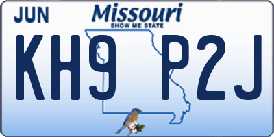 MO license plate KH9P2J
