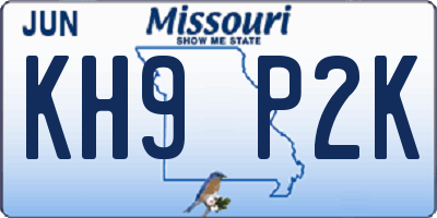 MO license plate KH9P2K