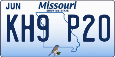 MO license plate KH9P2O