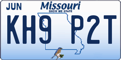 MO license plate KH9P2T