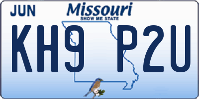 MO license plate KH9P2U