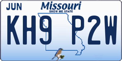 MO license plate KH9P2W