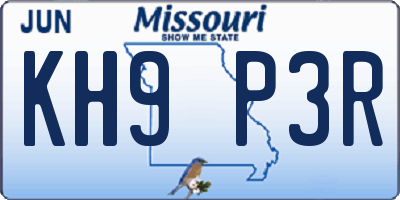 MO license plate KH9P3R