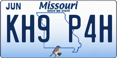 MO license plate KH9P4H