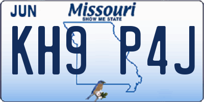 MO license plate KH9P4J
