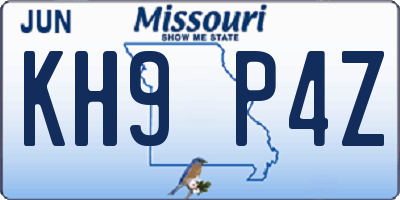 MO license plate KH9P4Z