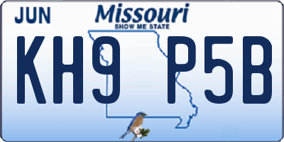 MO license plate KH9P5B